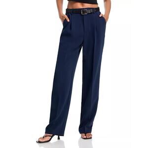 NWT Good American Navy High Rise Luxe Suiting Column Trousers Size 2